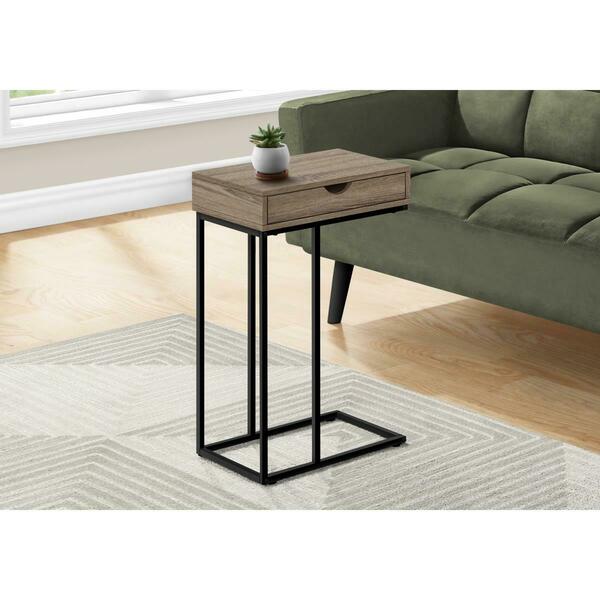 Daphnes Dinnette 25 in. Dark Taupe & Black Metal Accent Table DA3596435